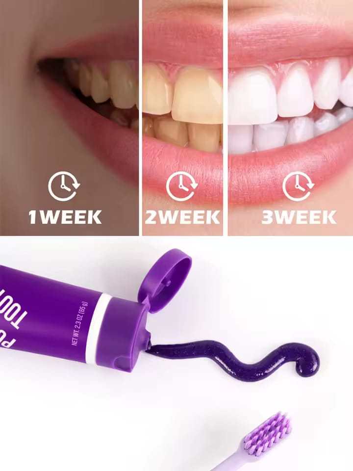 Dentifrice Violet Blanchissant – Sourire éclatant en 1 à 3 semaines ✨