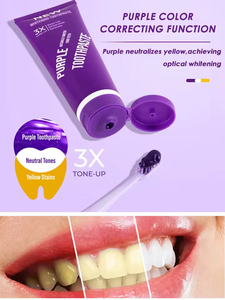 Dentifrice Violet Blanchissant – Sourire éclatant en 1 à 3 semaines ✨