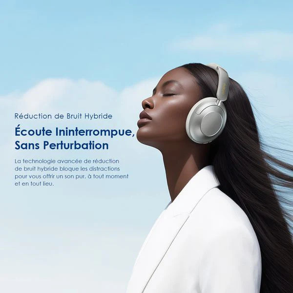Casque audio sans fil Oraimo BoomPop Pro, 82 heures d'autonomie, hybride, ANC, supra-auriculaire, contrôle par glissement, OHP-917